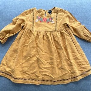 Linen floral embroidered dress